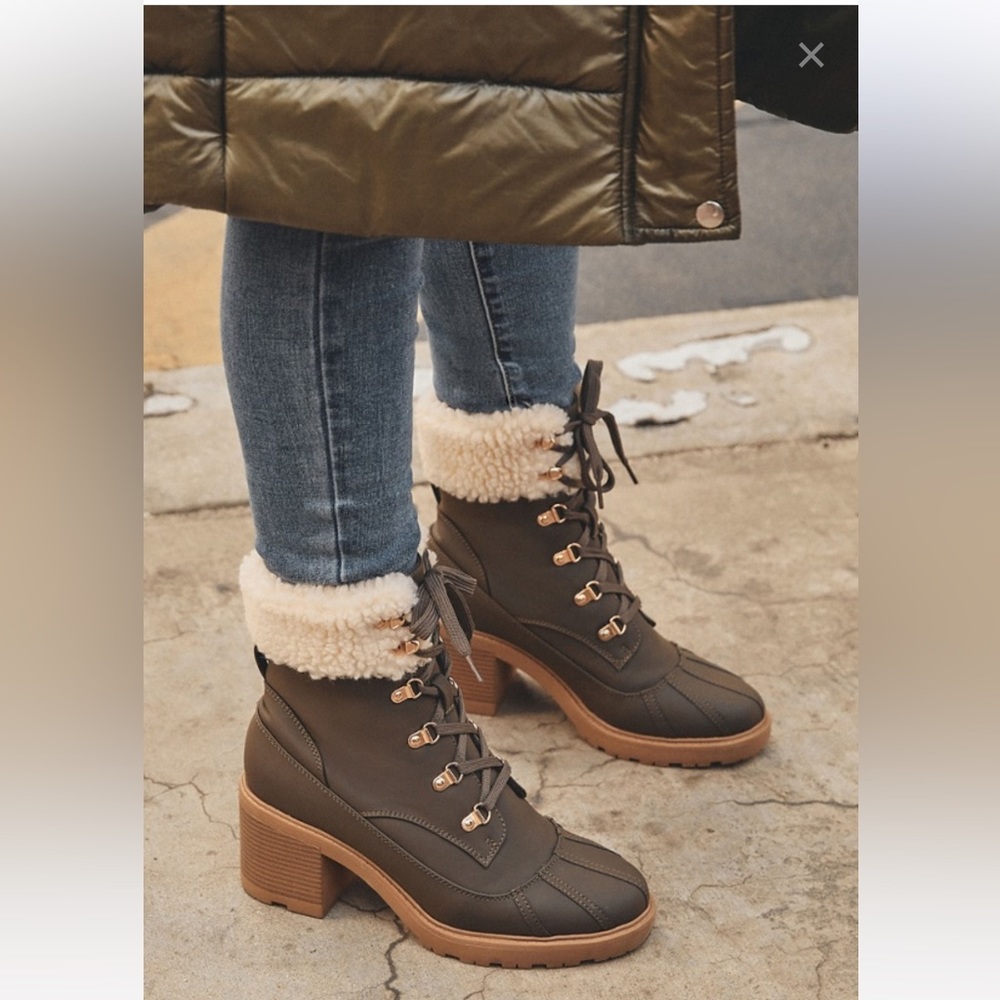 Faux leather and Sherpa boot